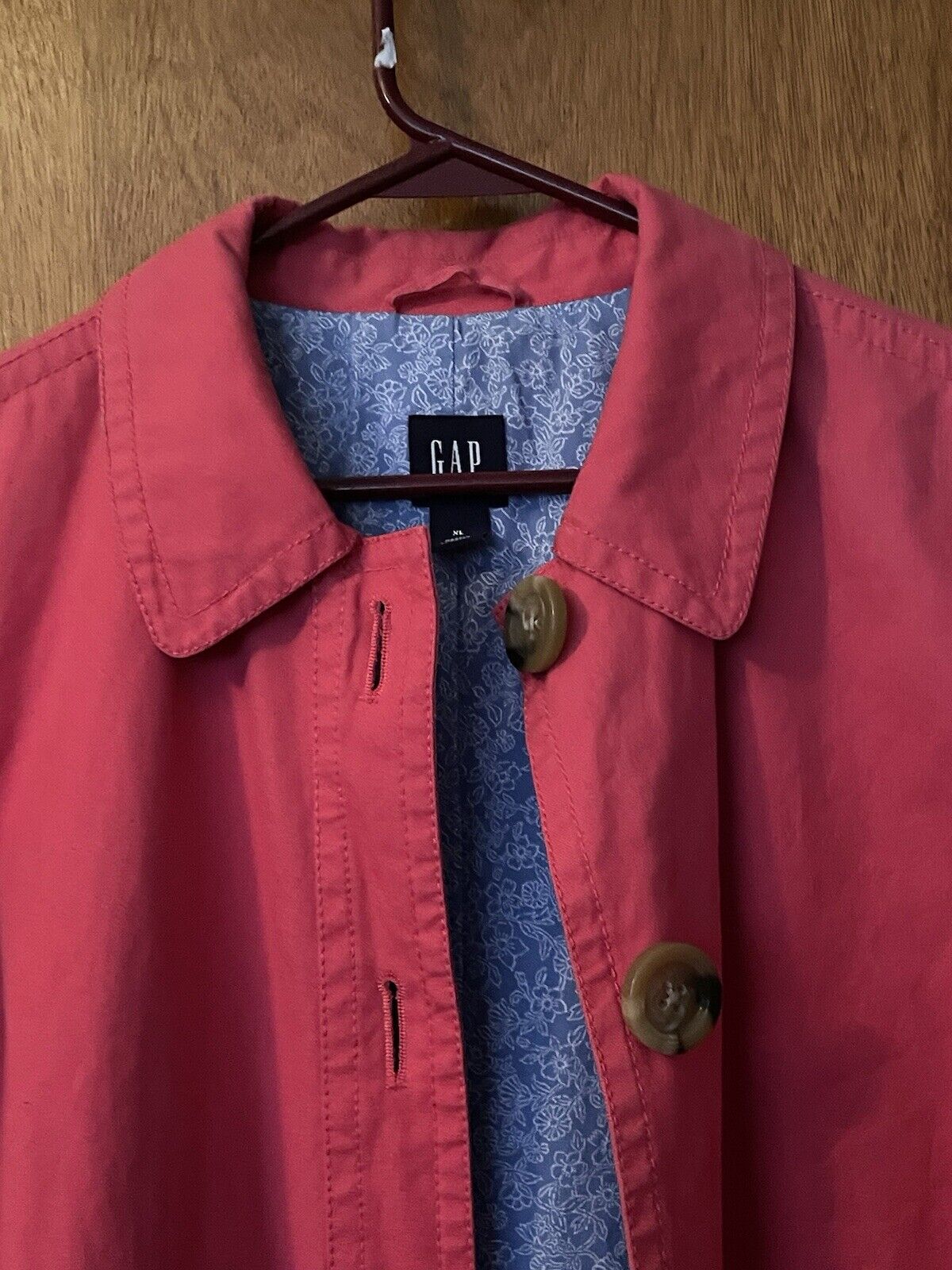 Gap Trench Coat Woman's Size XL Button Dark Salmon Long Sleeve Garment
