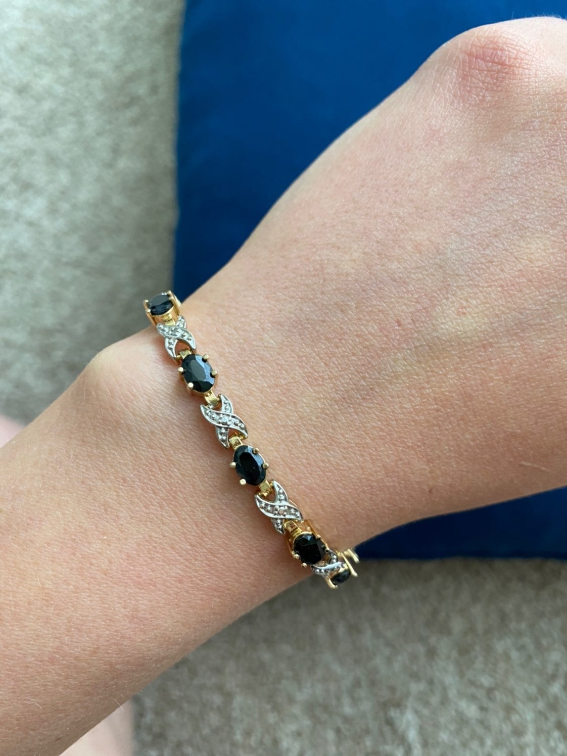 Gold, silver, and tanzanite jewlery set