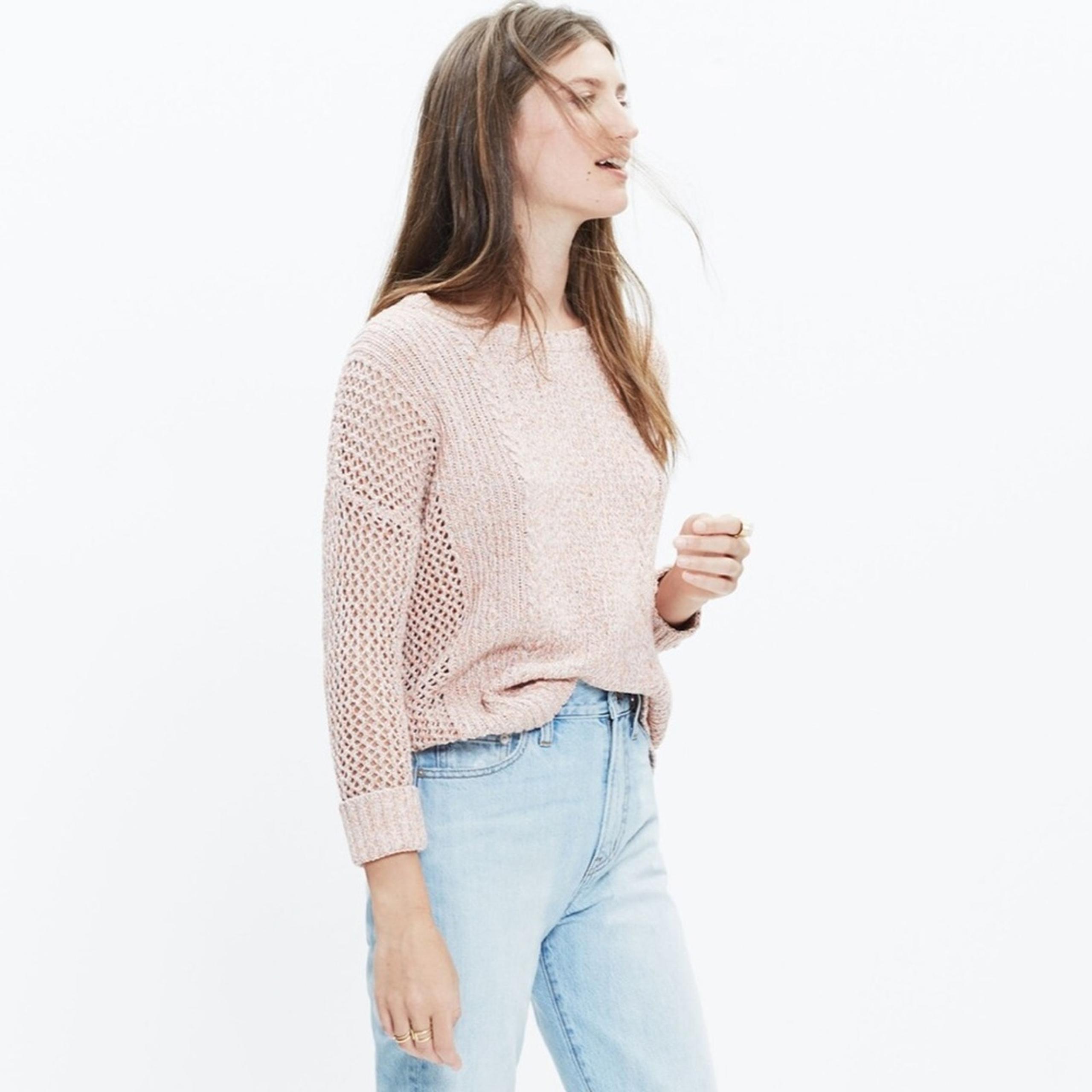 Madewell Marled Plaza Pullover Sweater in Pink - Size M