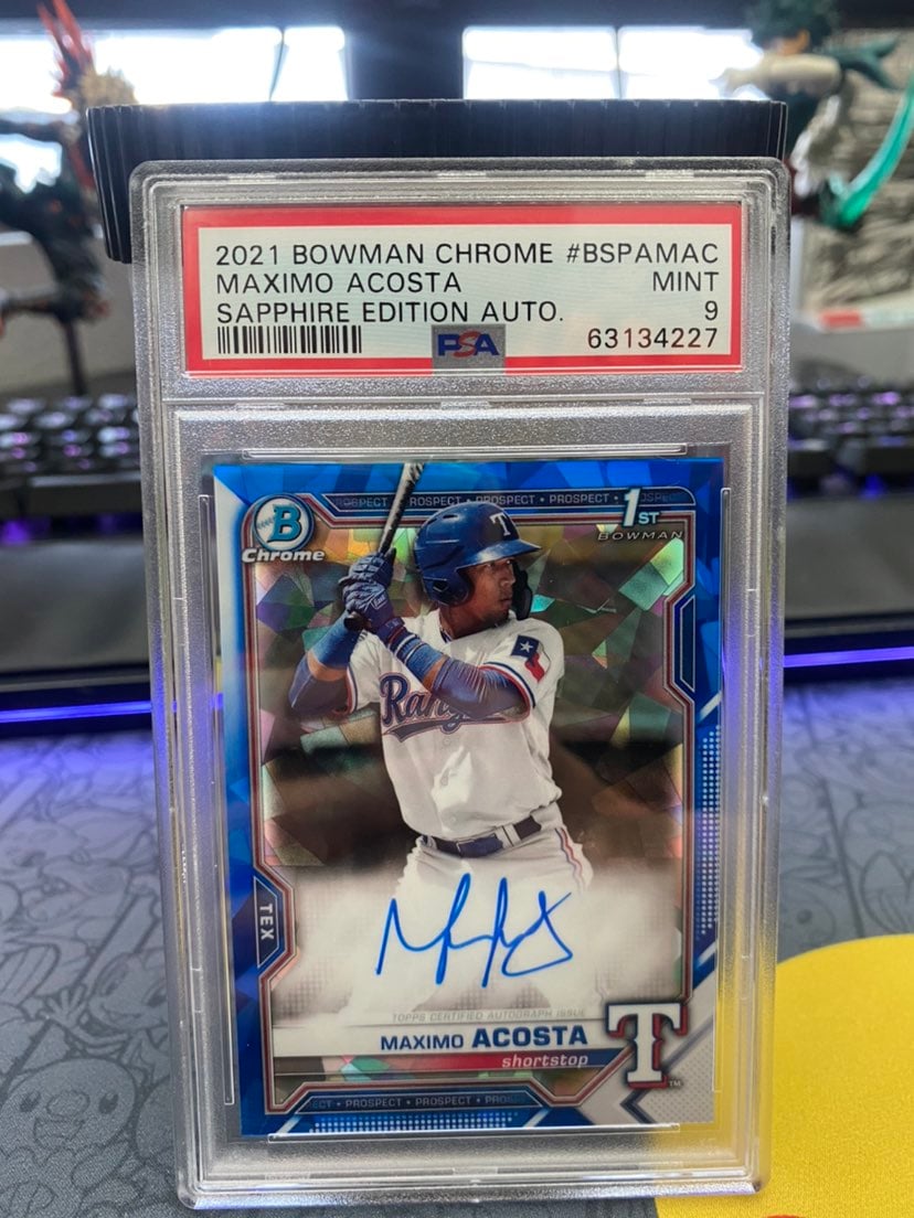 2021 Bowman Chrome Maximo Acosta Auto SAPPHIRE MINT 9