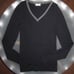 BRUNELLO CUCINELLI Navy Ribbed V-Neck Sweater Women's XS Slim Fit