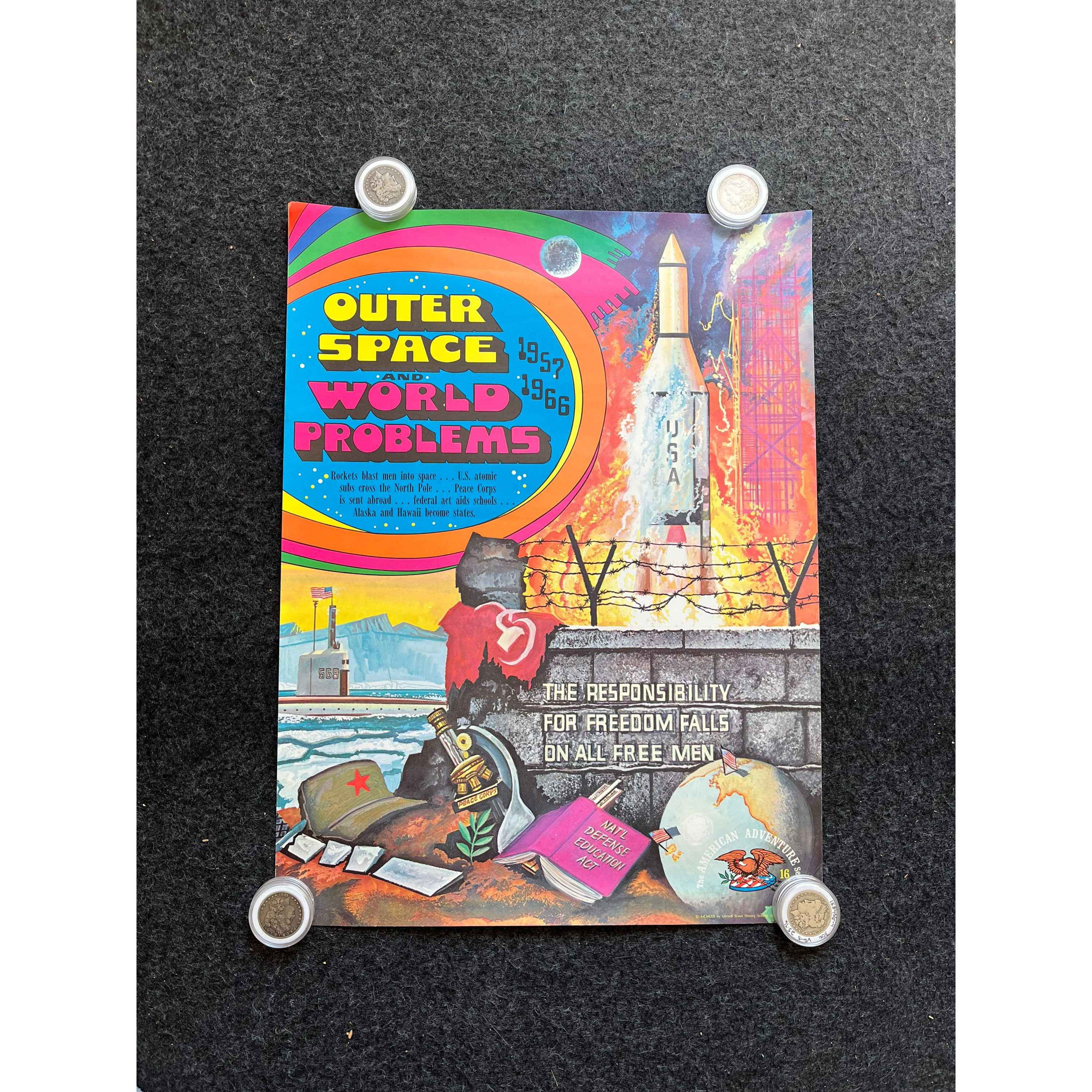 1970s Teachers Aid on Space, Vintage Teaching Gifts Artwork, NASA Souvenirs, Te