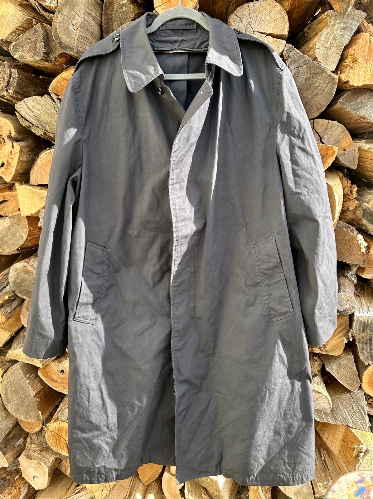 Vintage Military All Weather Men’s Black Trench Coat Jacket Removable Liner 44L