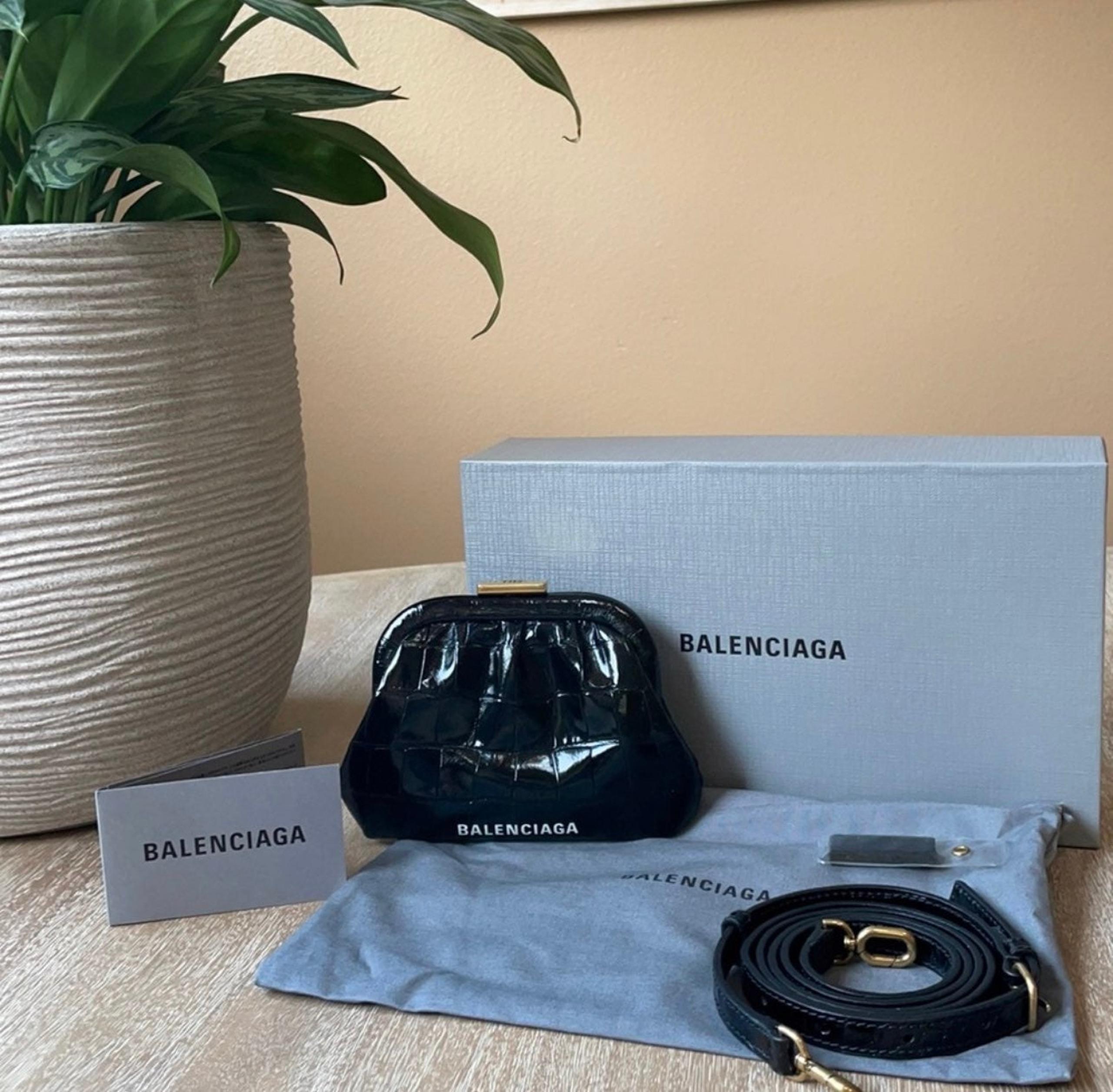 Balenciaga Crocdile Effect Embossed Cross Body Bag