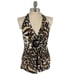 Cache Medium Vintage Animal Cheetah Padded Stretch Halter Top Blouse Buckle Y2K