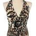 Cache Medium Vintage Animal Cheetah Padded Stretch Halter Top Blouse Buckle Y2K