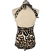 Cache Medium Vintage Animal Cheetah Padded Stretch Halter Top Blouse Buckle Y2K