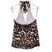 Cache Medium Vintage Animal Cheetah Padded Stretch Halter Top Blouse Buckle Y2K