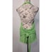 BCBGMAXAZRIA Wrap Top Sz Large Halter Drape Back Silk Blend Peplum Green NEW