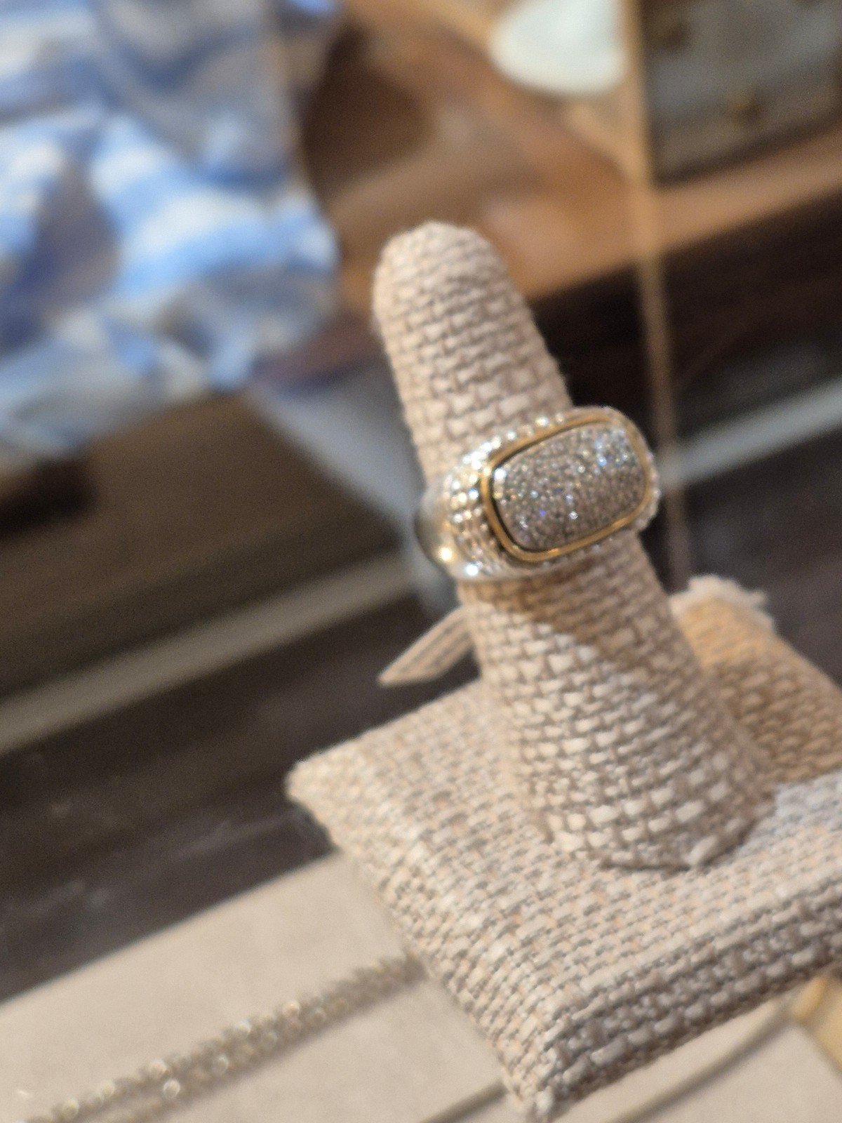 Solid sterling silver and 14k diamond ring