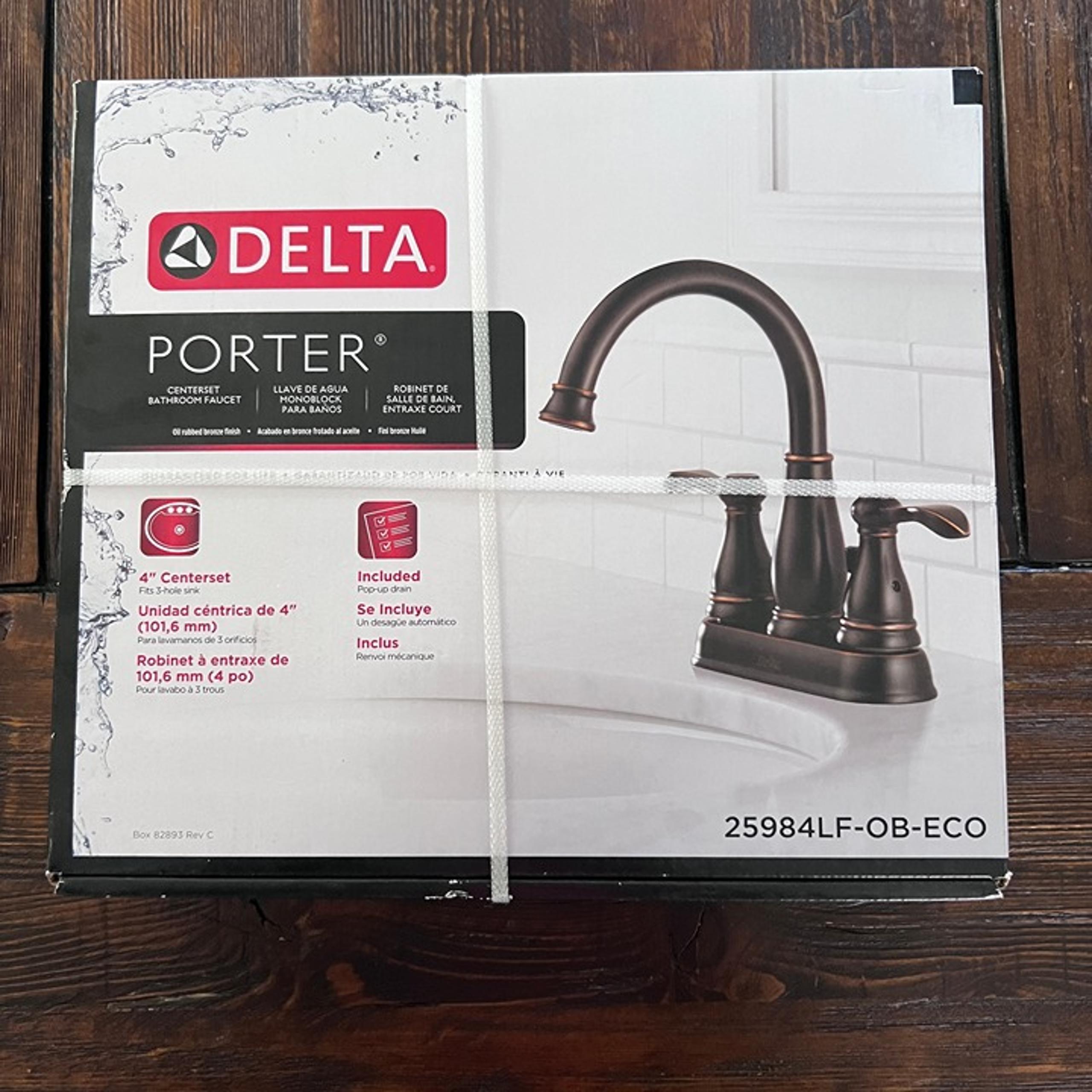 Delta Porter Centerset Bathroom Faucet Oil Rubbed Bronze Finish 25984LF-OB-ECO