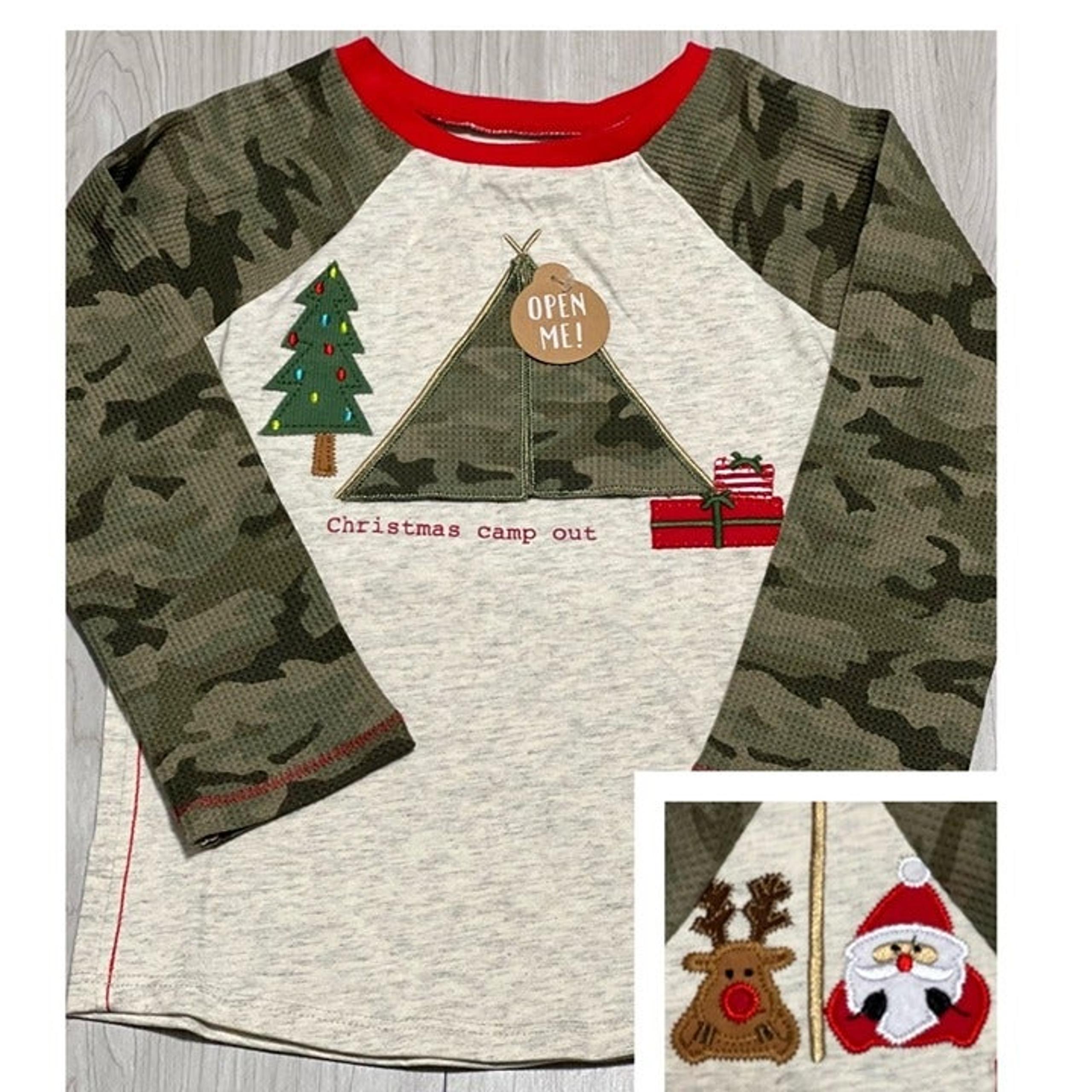Mud Pie Baby Boys' Tent Camo Christmas T shirt NWT Santa Rudolph Reindeer 2T/3T