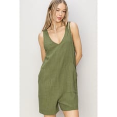 V-Neck Sleeveless Romper with Pockets