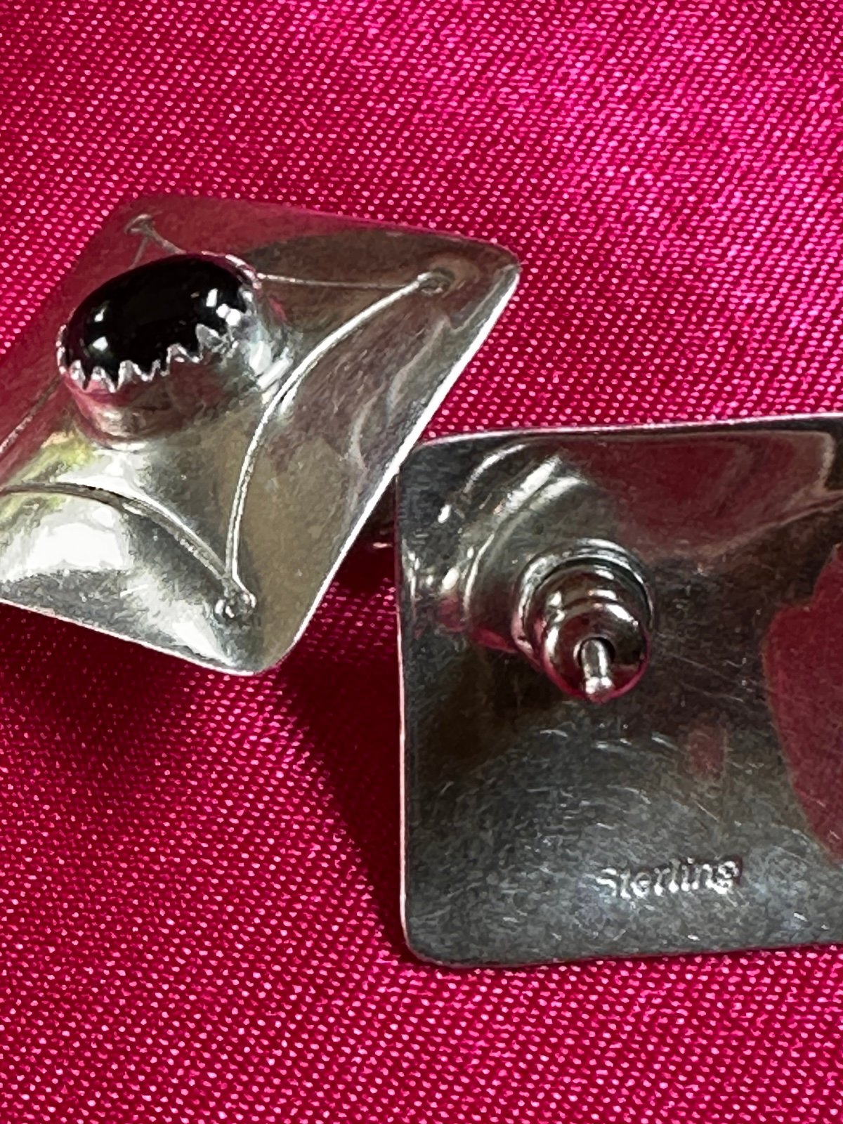 Navajo Black Onyx and Sterling Silver earrings