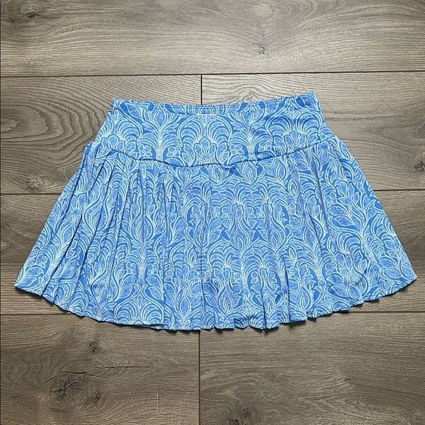 Laura Ashley High Rise Pleated Pocket Tennis Golf Skirt Skort Blue White Size S