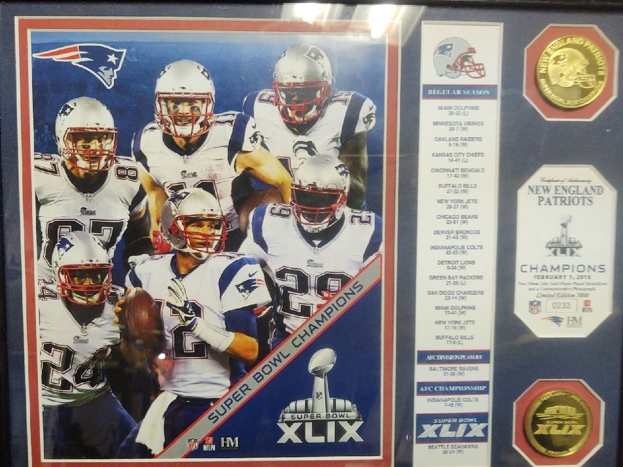 Limited edition Super bowl champions New England Patriots plaq