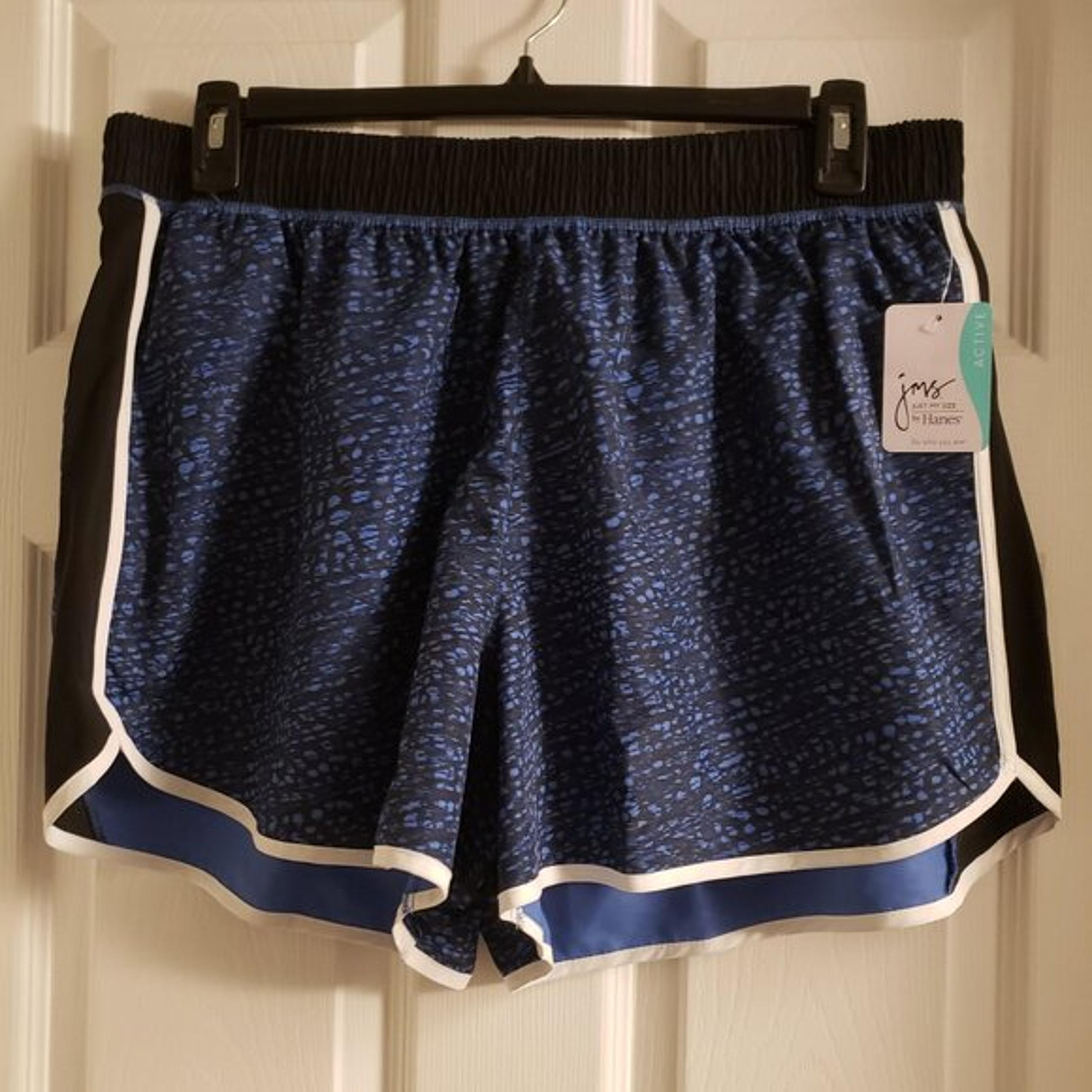 Just My Size Womens Active Shorts Blue Elastic Waist 2X Lightweight Athletic NWT