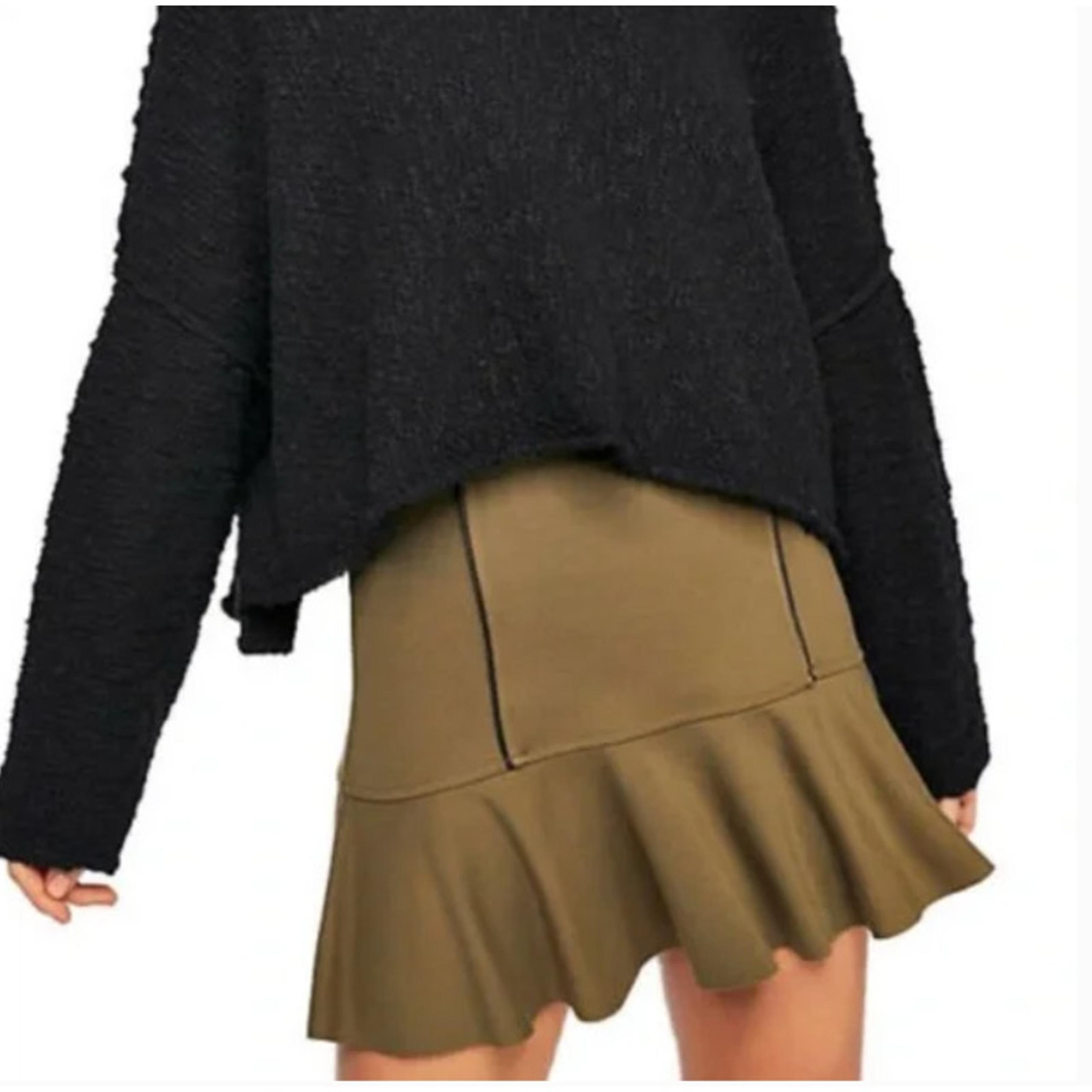 NWT Free People Highlands Mini Skater Skirt Olive