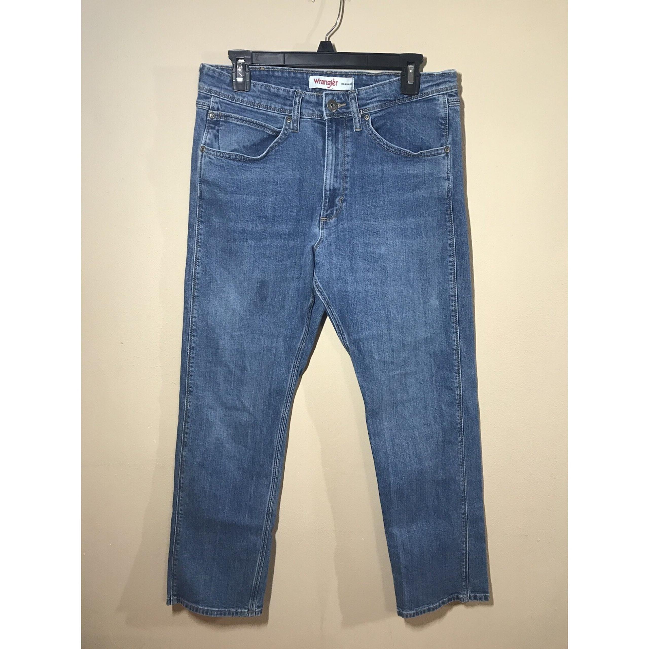 Men's Wrangler Regular Fit Stretch Jeans  Blue 32x30 W pocket