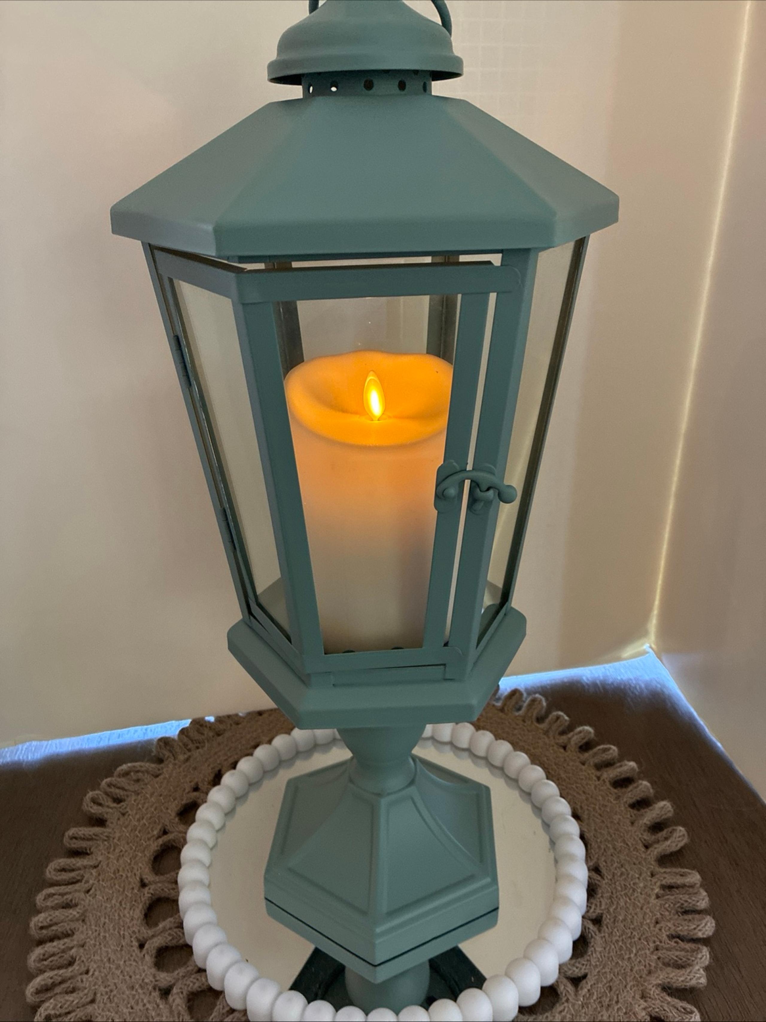 Windsor Large Green Lantern by Luminara Timer Candle