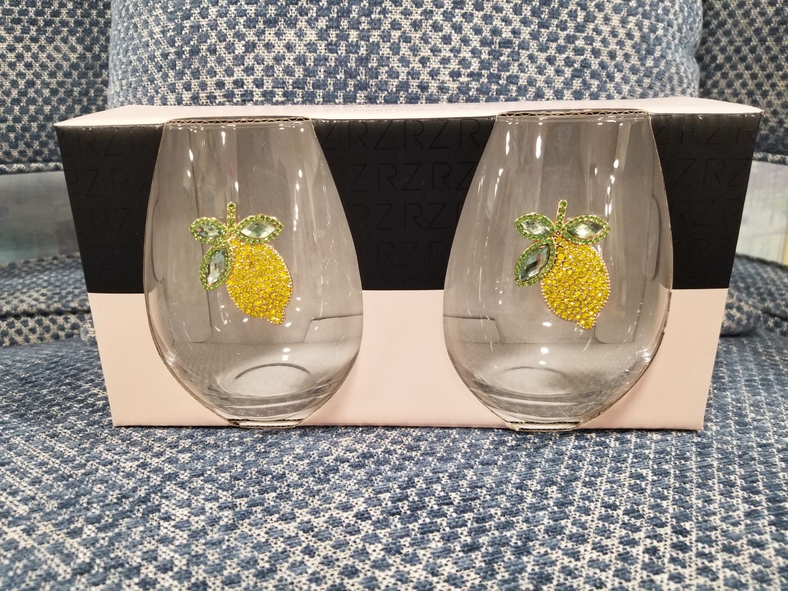 Rachel Zoe Lemon Jeweled Wine Glasses