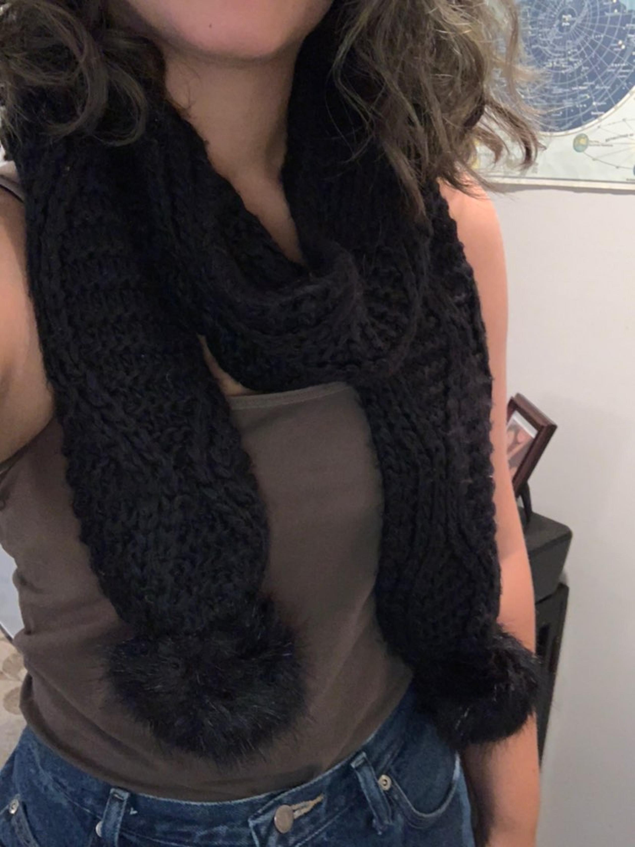 Black topshop pom pom scarf