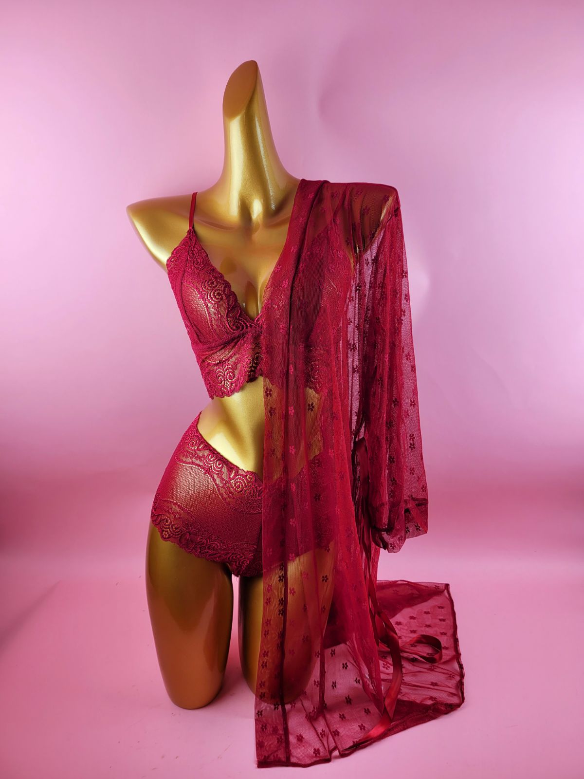 3pcs lingerie set with Robe