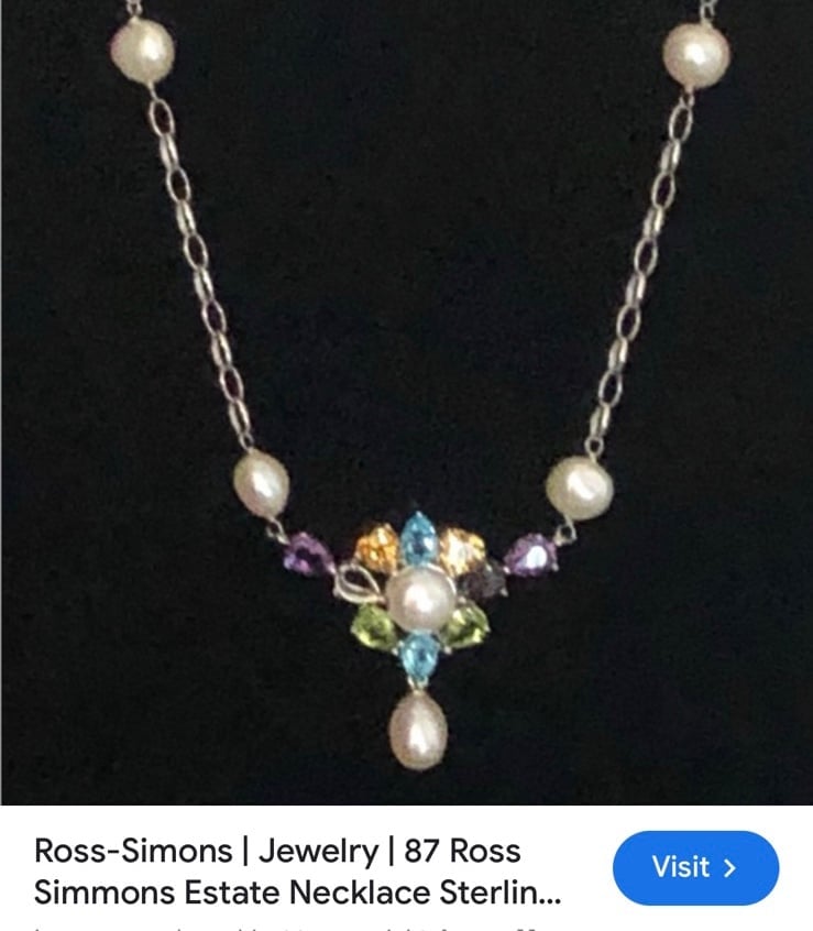 87 Ross Simmons Estate Necklace Sterling Silver Marked 925 RS China