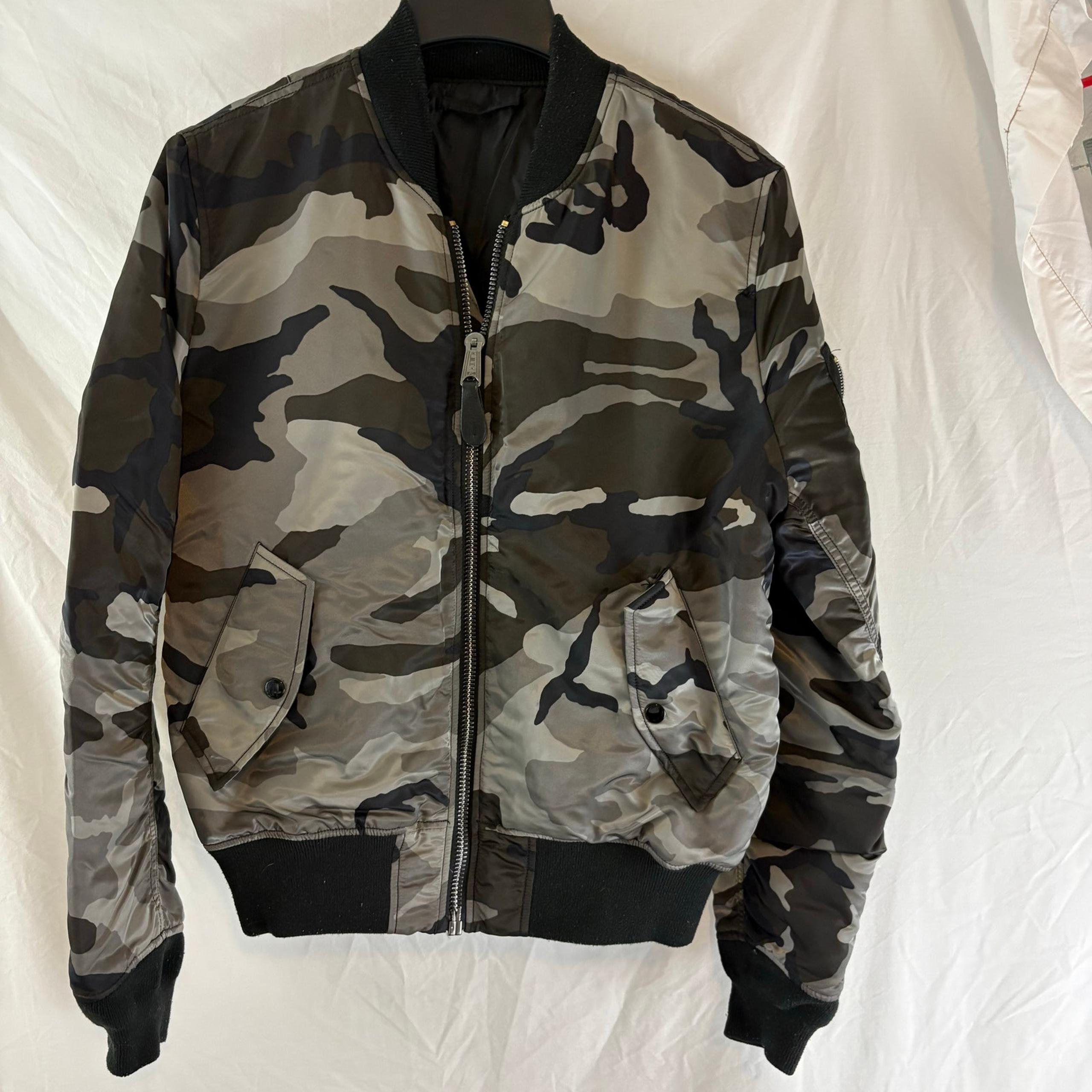 Alpha Industries MA-1 Flight Military Reversible Bomber Jacket Coat Camo Black M