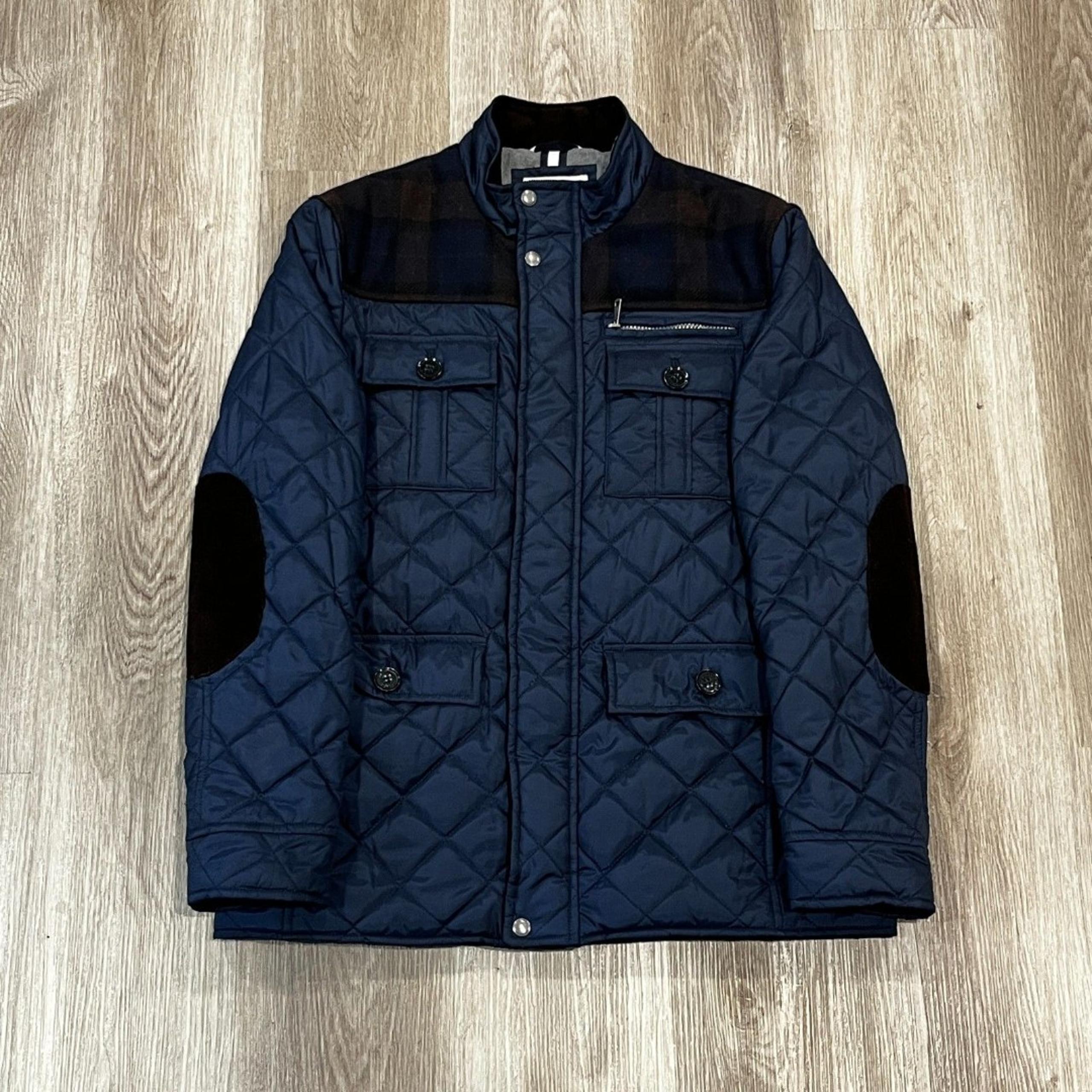 Cole Haan Tonal-Mixed-Media Sherpa Lined Quilted Jacket Men's US Size Medium