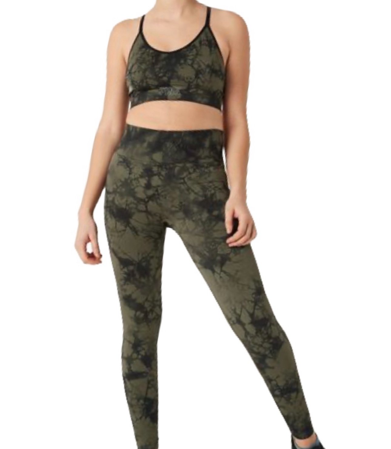 NWT Victorias Secret PINK Green Seamless Leggings and Sports Bra Set M