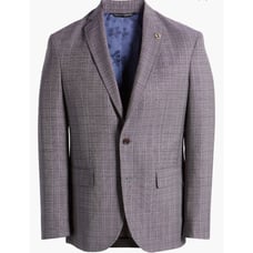 Karl Slim Fit Wool Sport Coat Ted Baker London Plaid Size 40L Purple Green White