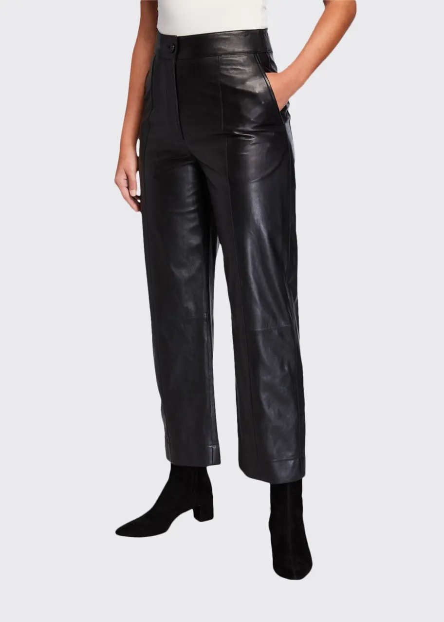 Jason Wu Women's High-Rise Straight Lambskin Leather Pants In Size 0