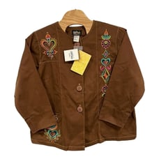 Bob Mackie Jacket Wearable Art Brown Button Down Pockets Women's Size 2X NWT