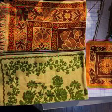 Vintage Bath Towels Set Bundle Washcloth Matching 70s 1970s Velveteen Plush