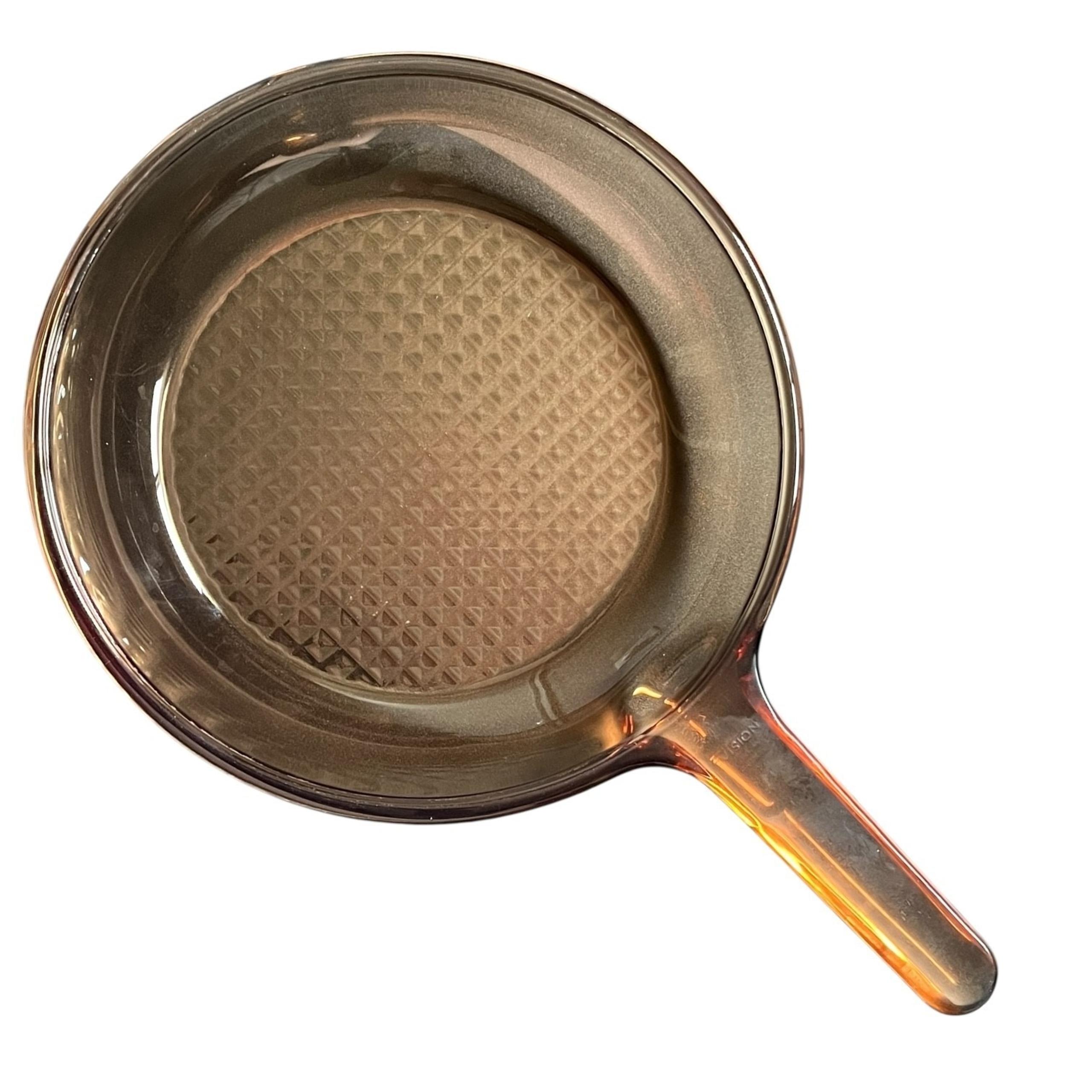 VISION Corning Amber Brown Glass Waffle Bottom 10" Frying Pan Skillet