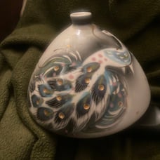 vintage chimney ashtray peacock Sascha Brastoff signed