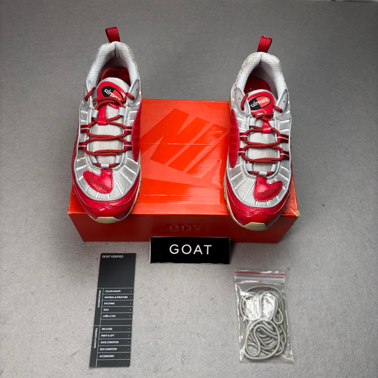 Nike Air Max 98 Supreme Varsity Red Silver Men’s Sz 6.5 844694-600 GOAT Verified