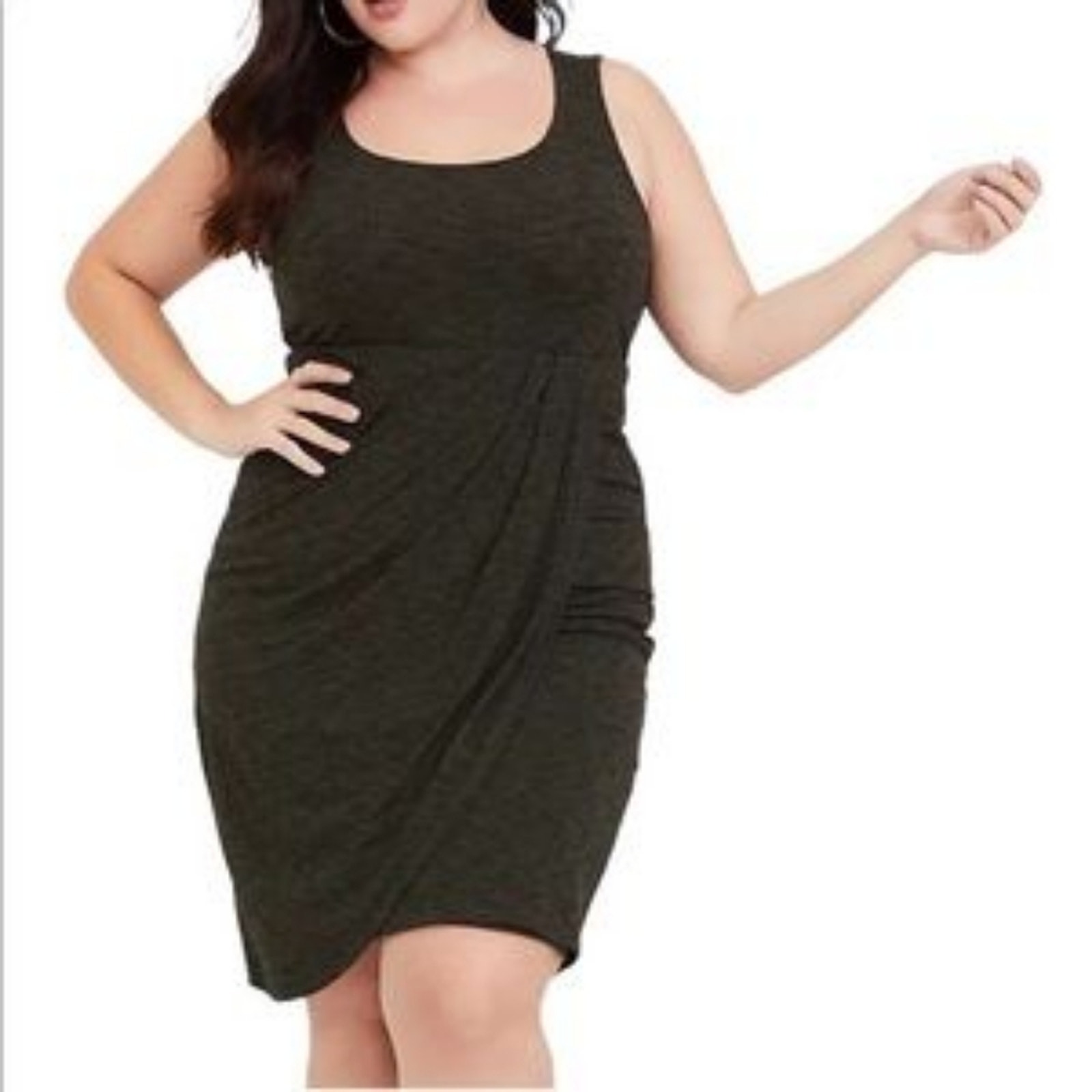 Torrid Olive Green Rib Knit Bodycon Midi Tank Dress 6x