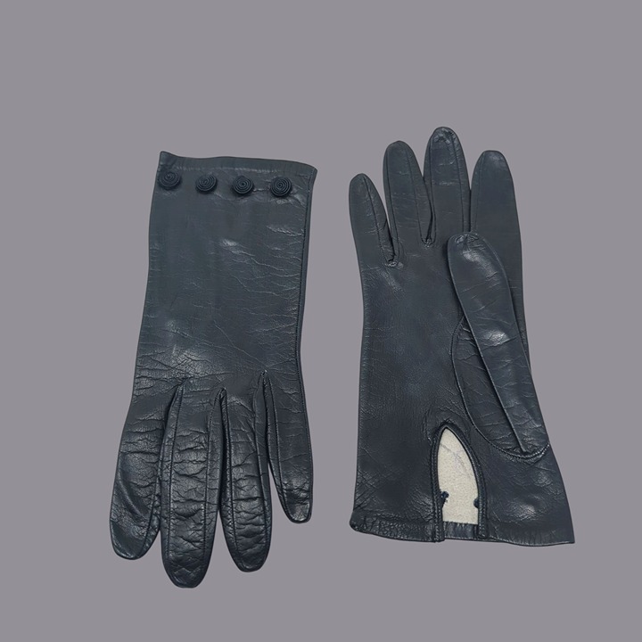 Vintage Antique Black Leather Gloves Wrist