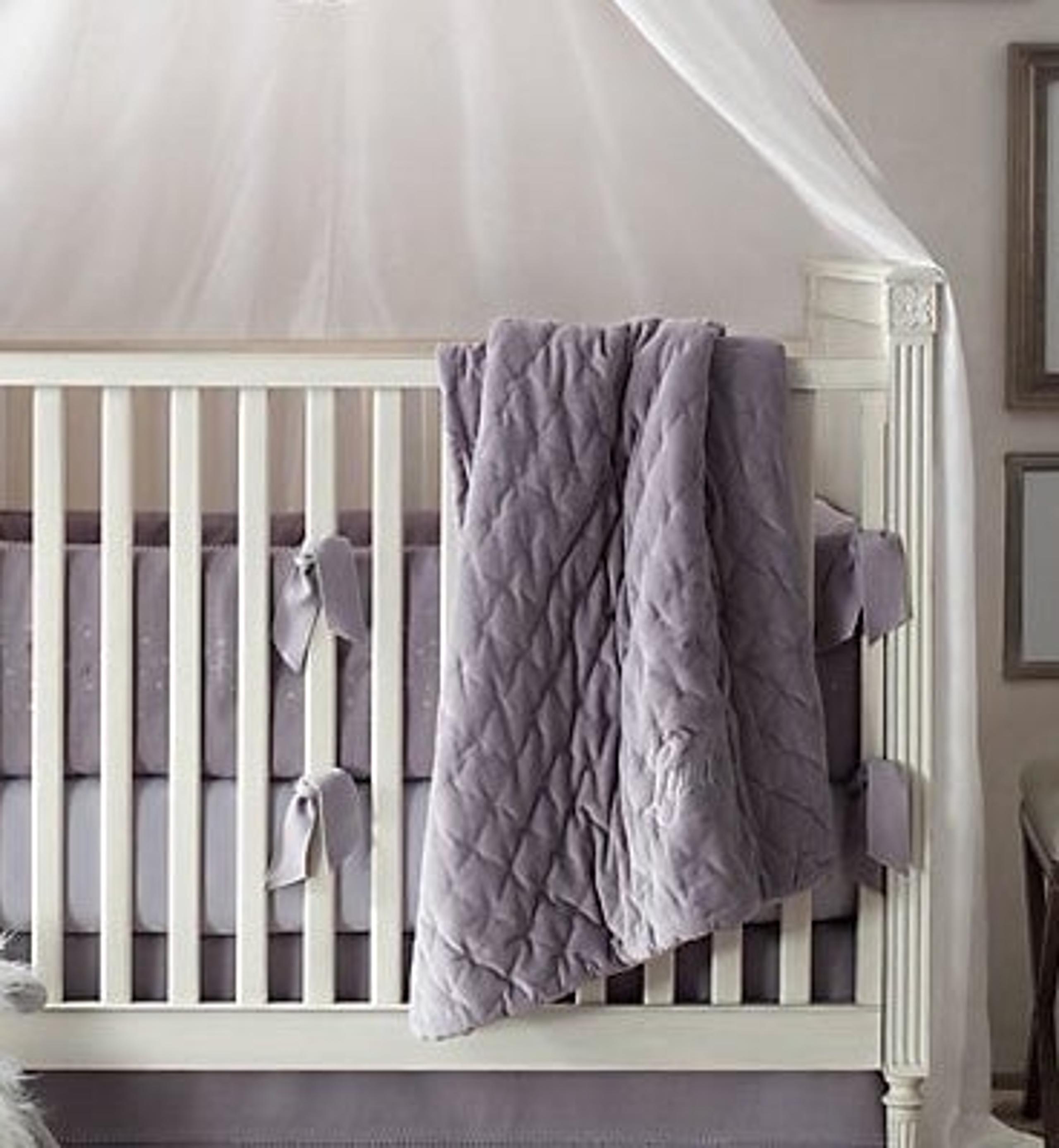 restoration hardware toddler quilt velvet satin gray EUC rh baby