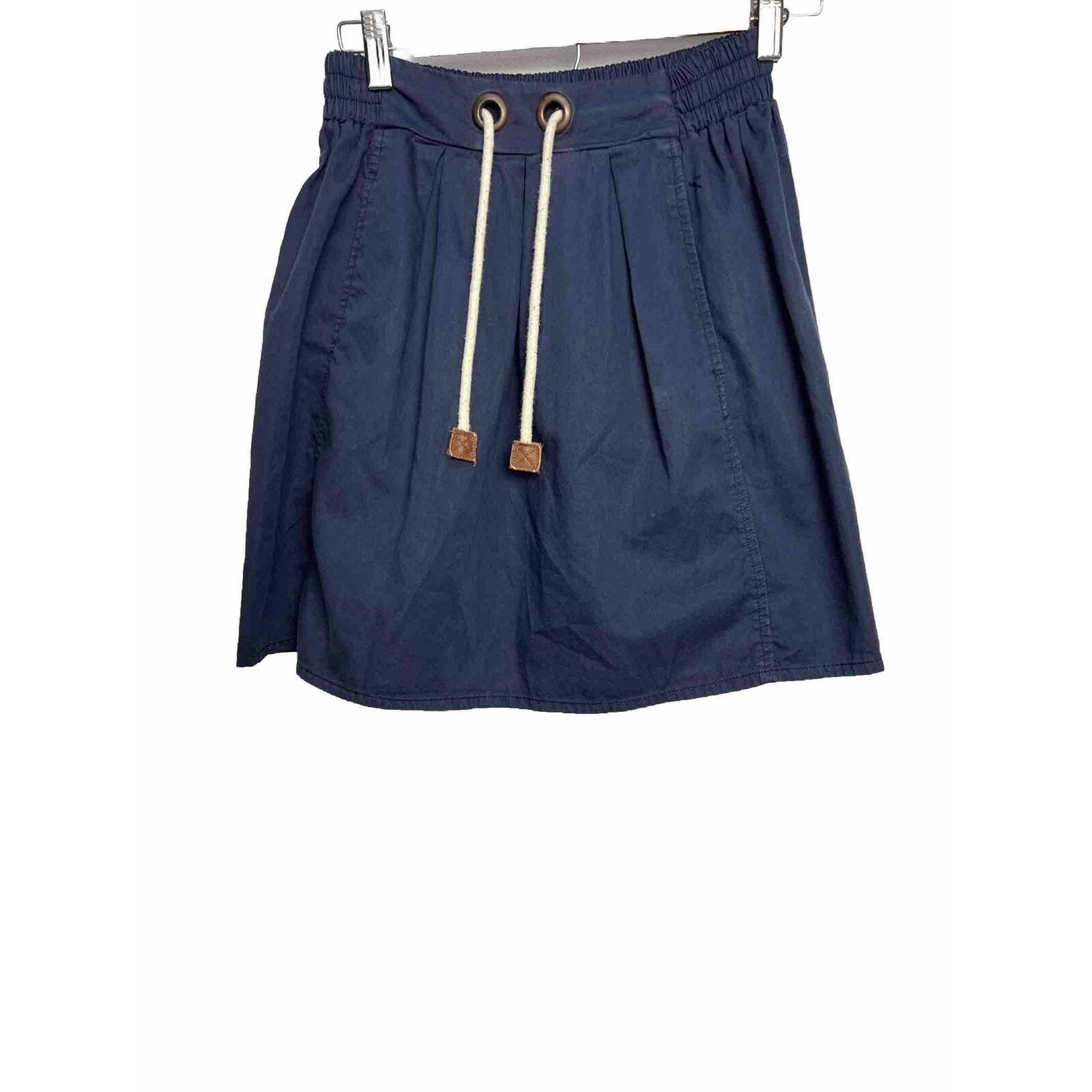 Zara Basic Navy Blue A Line Mini Skirt Drawstrings Womens Size Medium Stretch