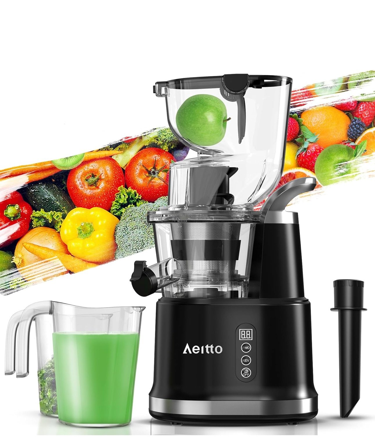 Aeitto Cold Press Juicer, Juicer Machines with Large Feed Chute, Large Capacity,