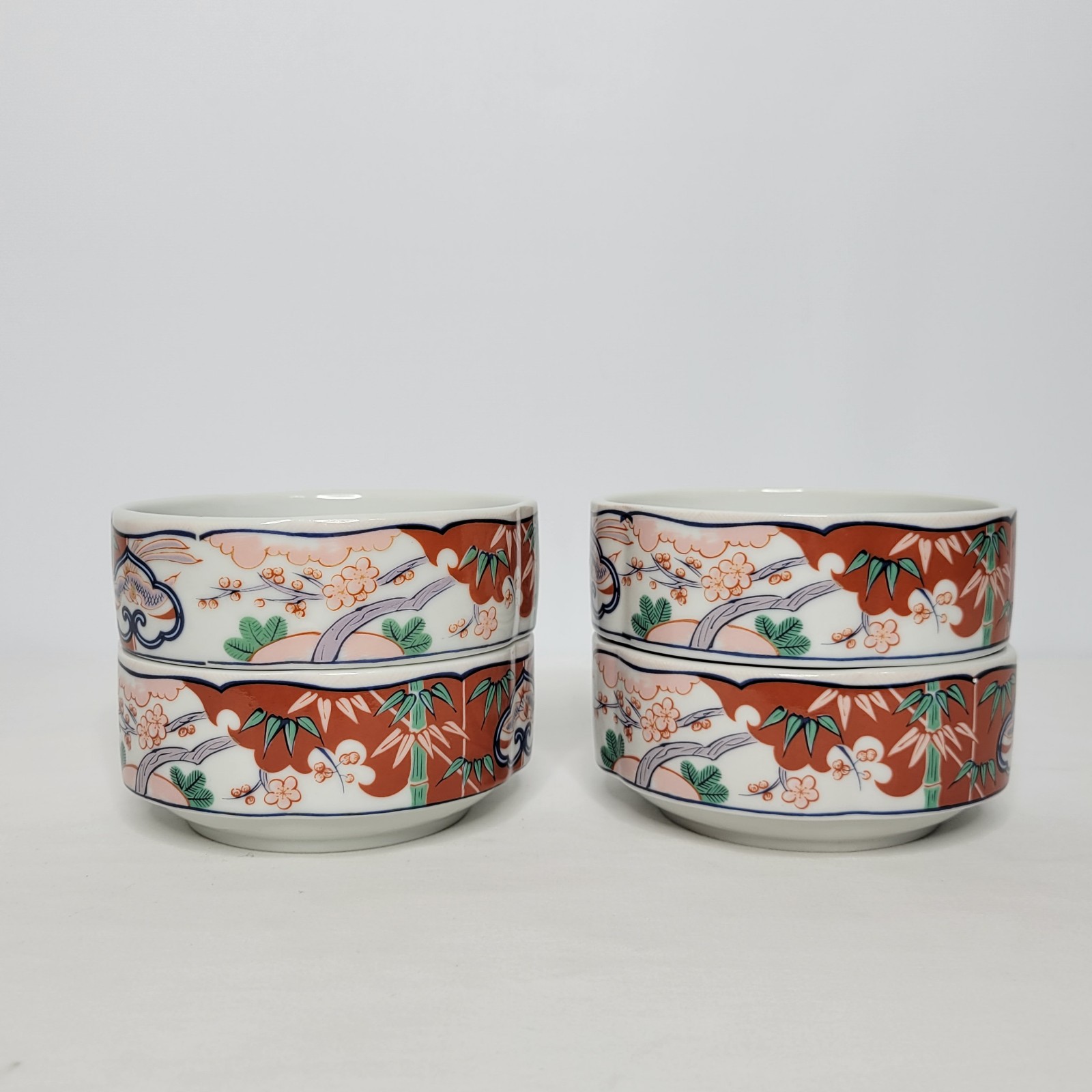 Vintage Lot of 4 Georges Briard Heirloom Fine China Soup Bowl Oriental Motif 5