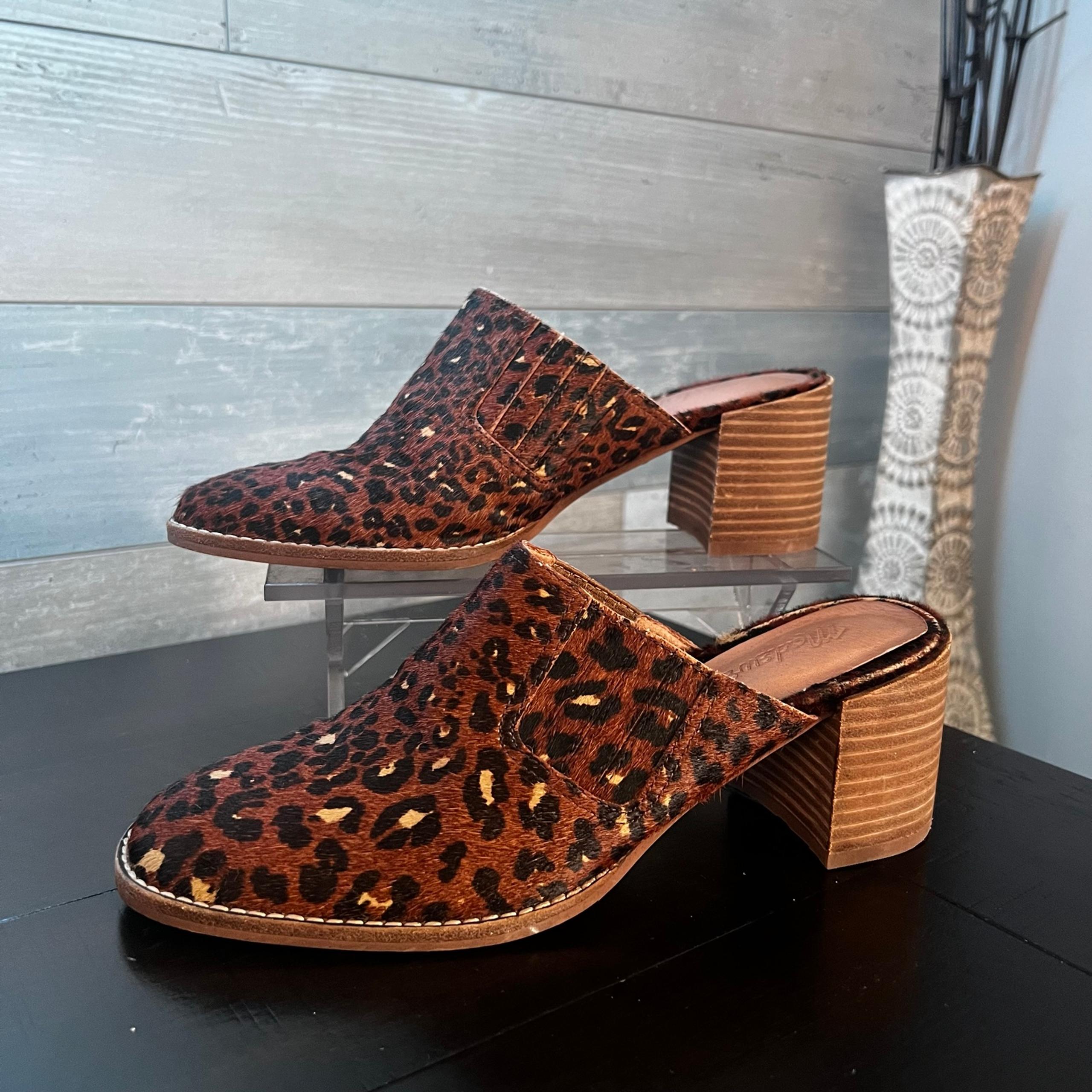 Madewell  Women The Carey Mule in Painted Leopard Calf Hair Size 6
