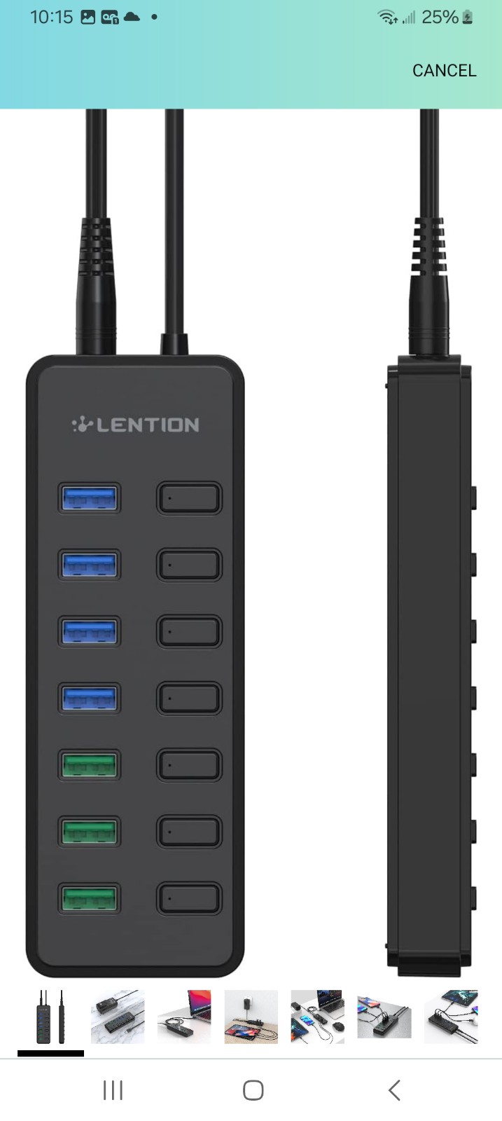 .POWERED USB HUB 3.0 7-PORT DATA SPLITTER.