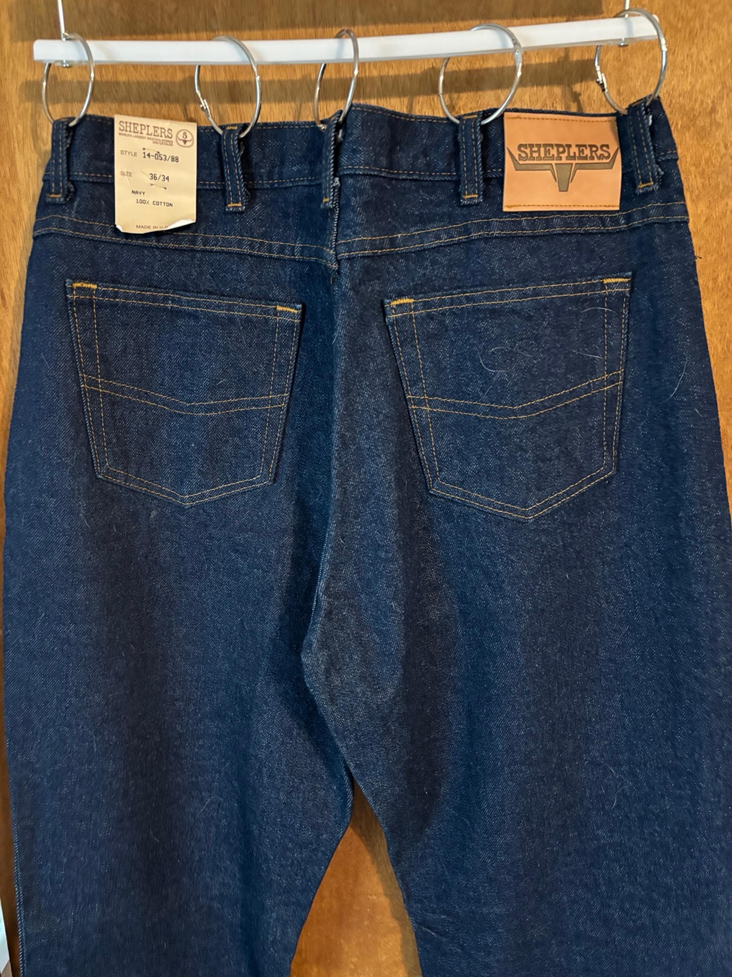 Vintage NEW Sheplers Dark Wash Wide Flared Bell JEANS 36/34