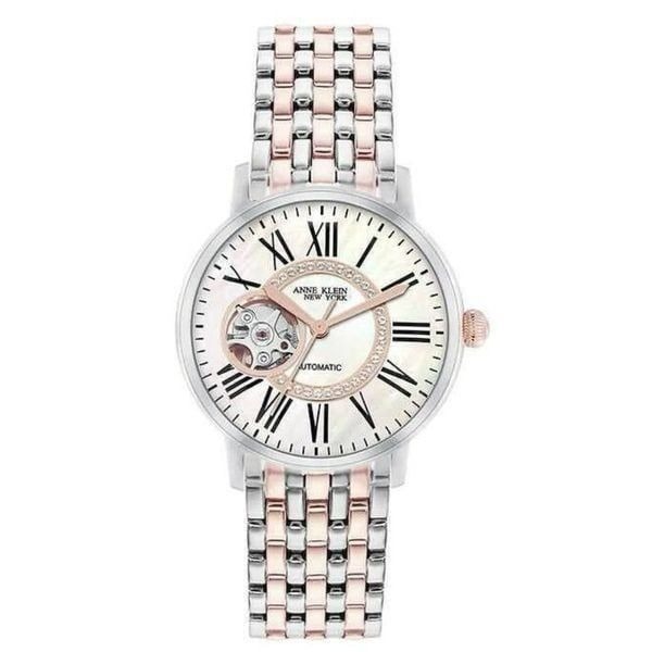 Anne Klein 12/2339MPRT Ladies Automatic Crystal Accent Two Tone Watch w/MOP Dial