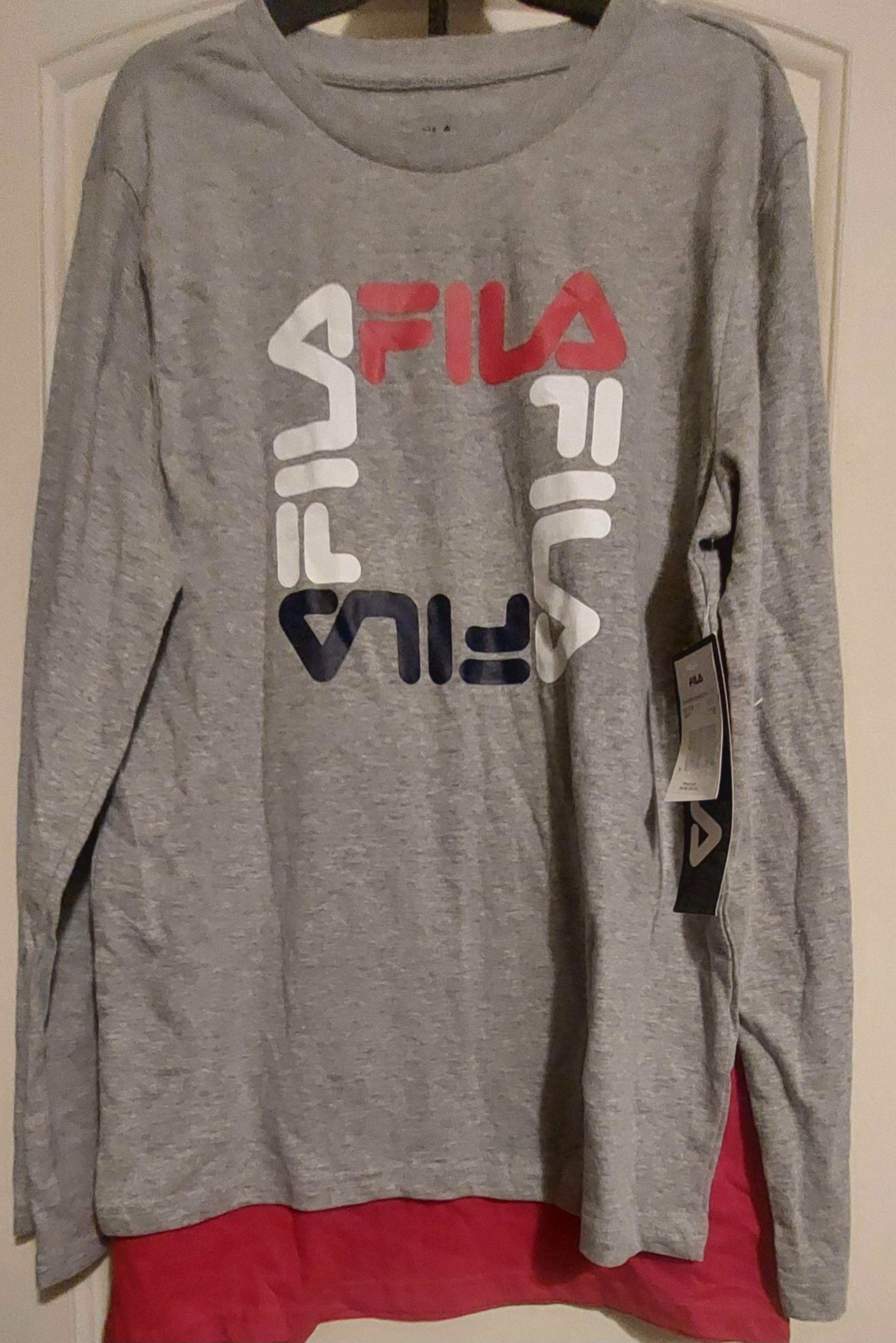 Fila 2-Piece Shirts. 1 Gray Long Sleeve, 1 Red Shirt Sleeve