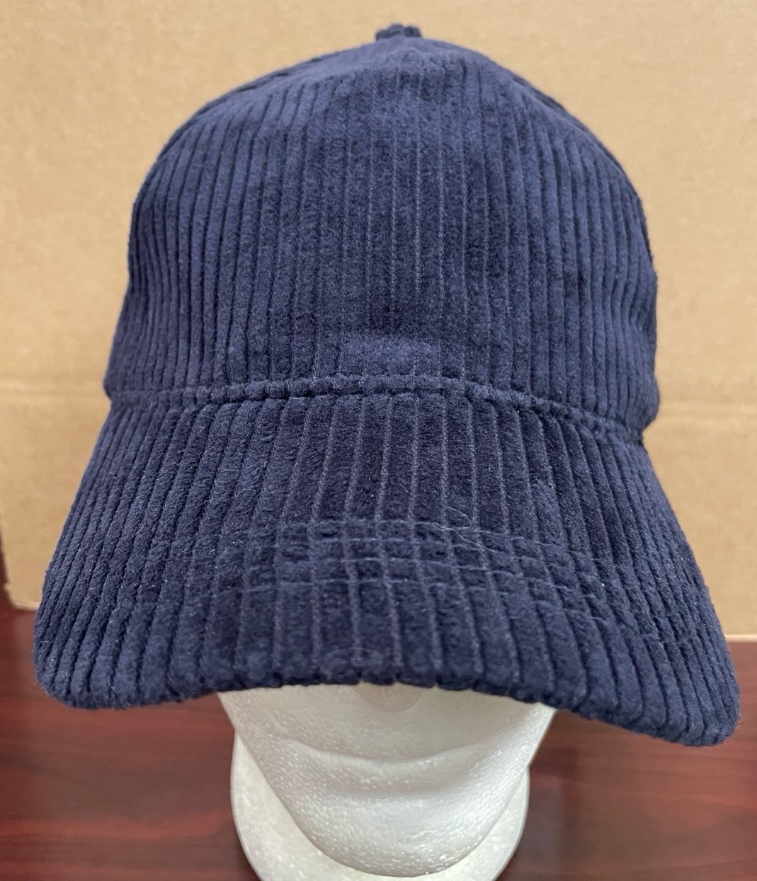 Ted Baker London Baseball Cap Navy Blue Corduroy Hat Adult S/M Leather Strap NEW